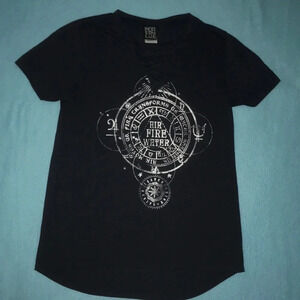 𝅺MODERNLUX lace-up short sleeve v-neck size M hi / low Air Fire Water black